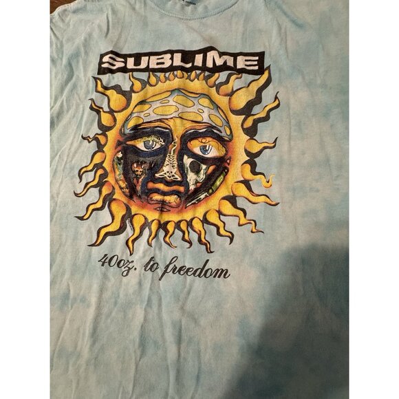 Sublime 40oz. to Freedom Tie Dye T-Shirt XL Blue Sun Graphic Band Tee Men - Picture 4 of 6